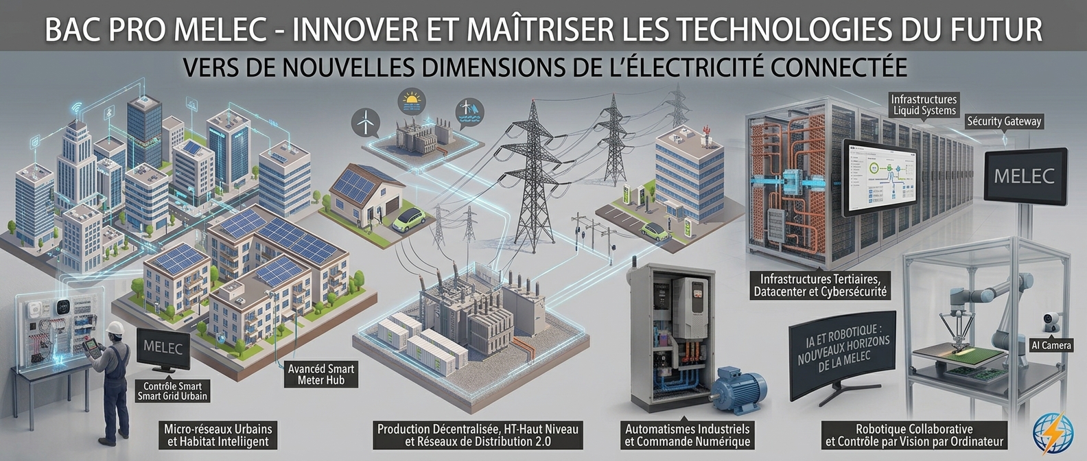 Habitat connecté, réseaux électriques, industrie et robotique MELEC